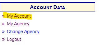 The location of the My Account link in the EIS Gateway. It is under the Account Data Header.